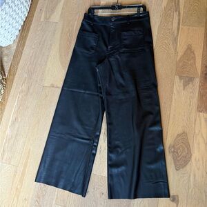 Zara Black Straight Faux Leather pants